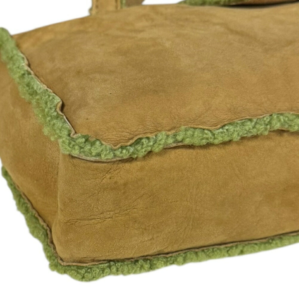 Chanel Mouton Brown Green Leather Handbag (Pre-Owned)