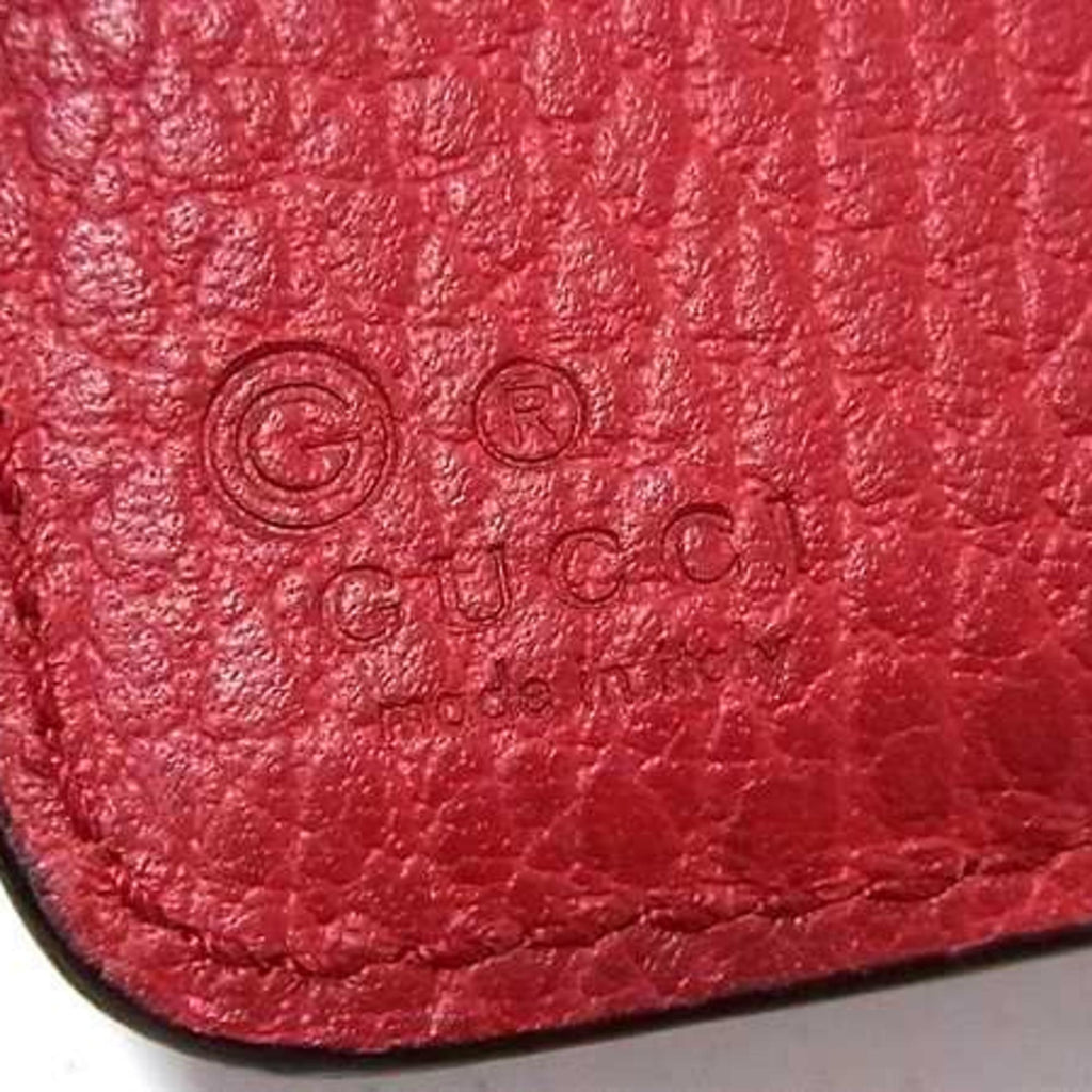 Gucci Red Color Leather Long Wallet (Tri-Fold) (Pre-Owned)