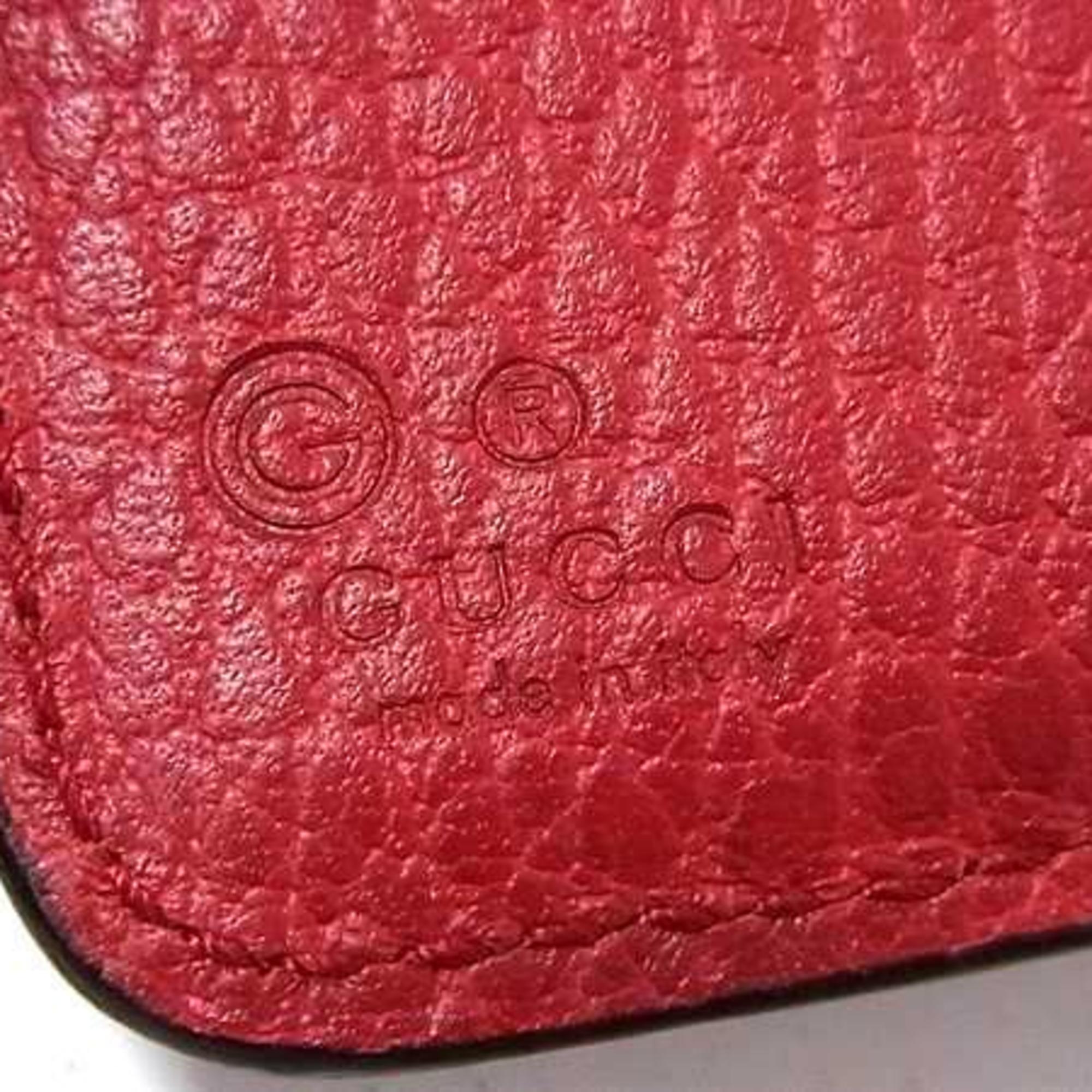 Gucci Red Color Leather Long Wallet (Tri-Fold) (Pre-Owned)