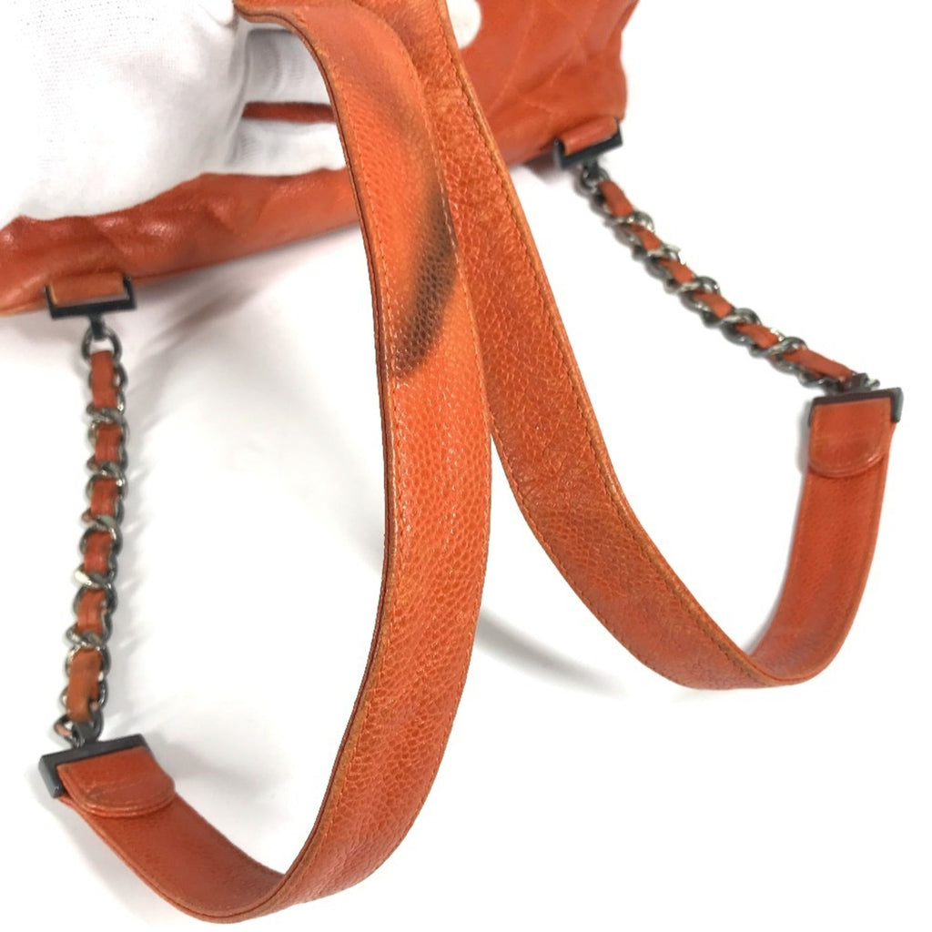 Chanel Orange Caviar Leather Backpack Shoulder Bag (Pre-Owned)