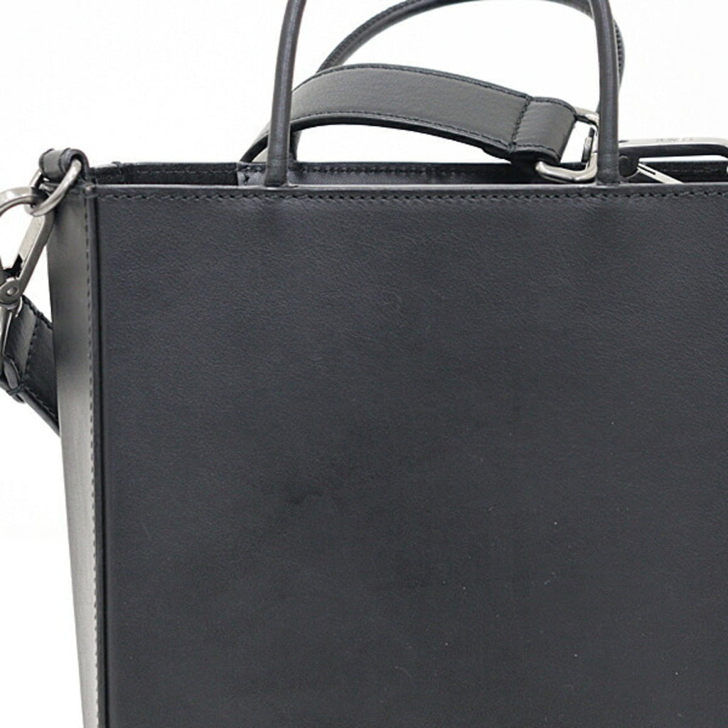 Fendi Black Leather Handbag Shopping Bag Shoulder Bag (Pre-Owned)