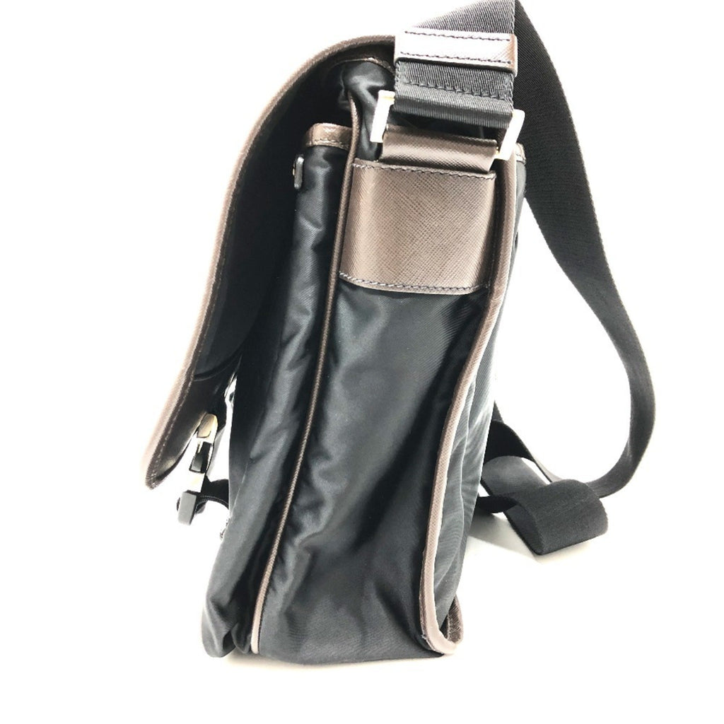 Prada Black Brown Nylon Messenger Bag Shoulder Bag (Pre-Owned)