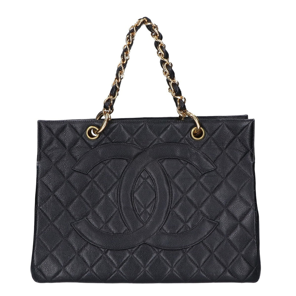 Chanel Black Grained Calfskin Handbag Tote Bag (Pre-Owned)