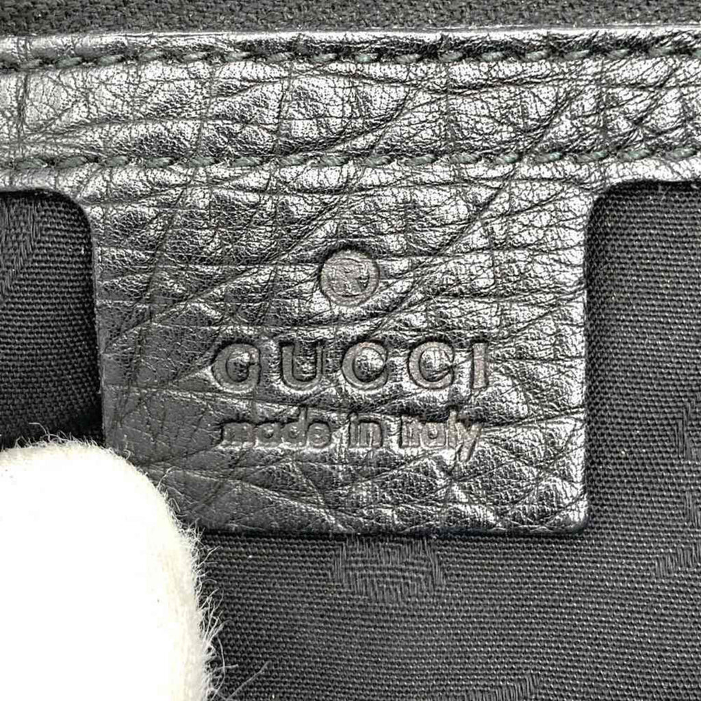 Gucci Black Bamboo Leather Handbag Shoulder Bag (Pre-Owned)