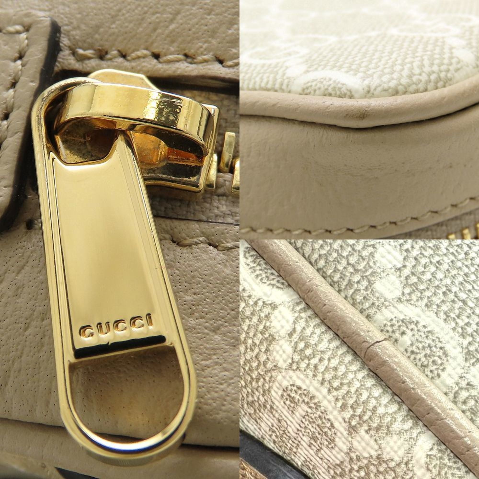 Gucci Beige White Gg Supreme Leather Shoulder Bag (Pre-Owned)
