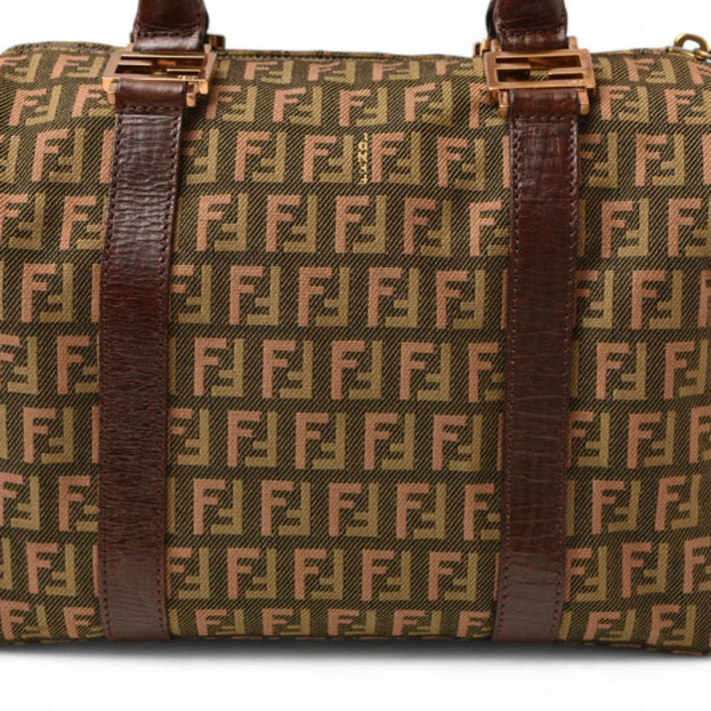 Fendi Zucca Khaki Brown Zucca Canvas Handbag (Pre-Owned)