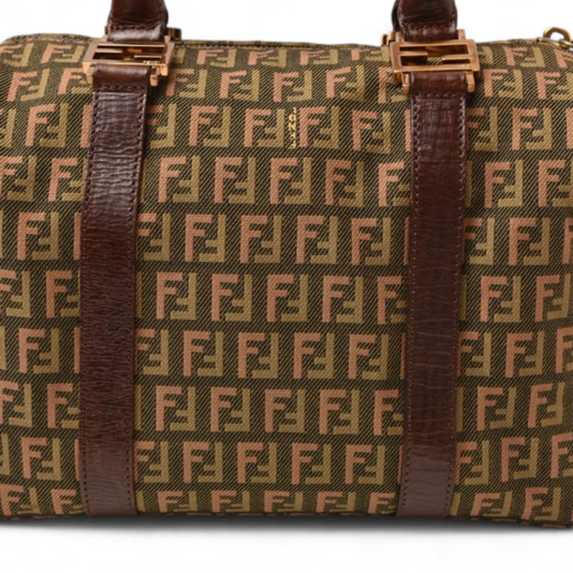 Fendi Zucca Khaki Brown Zucca Canvas Handbag (Pre-Owned)