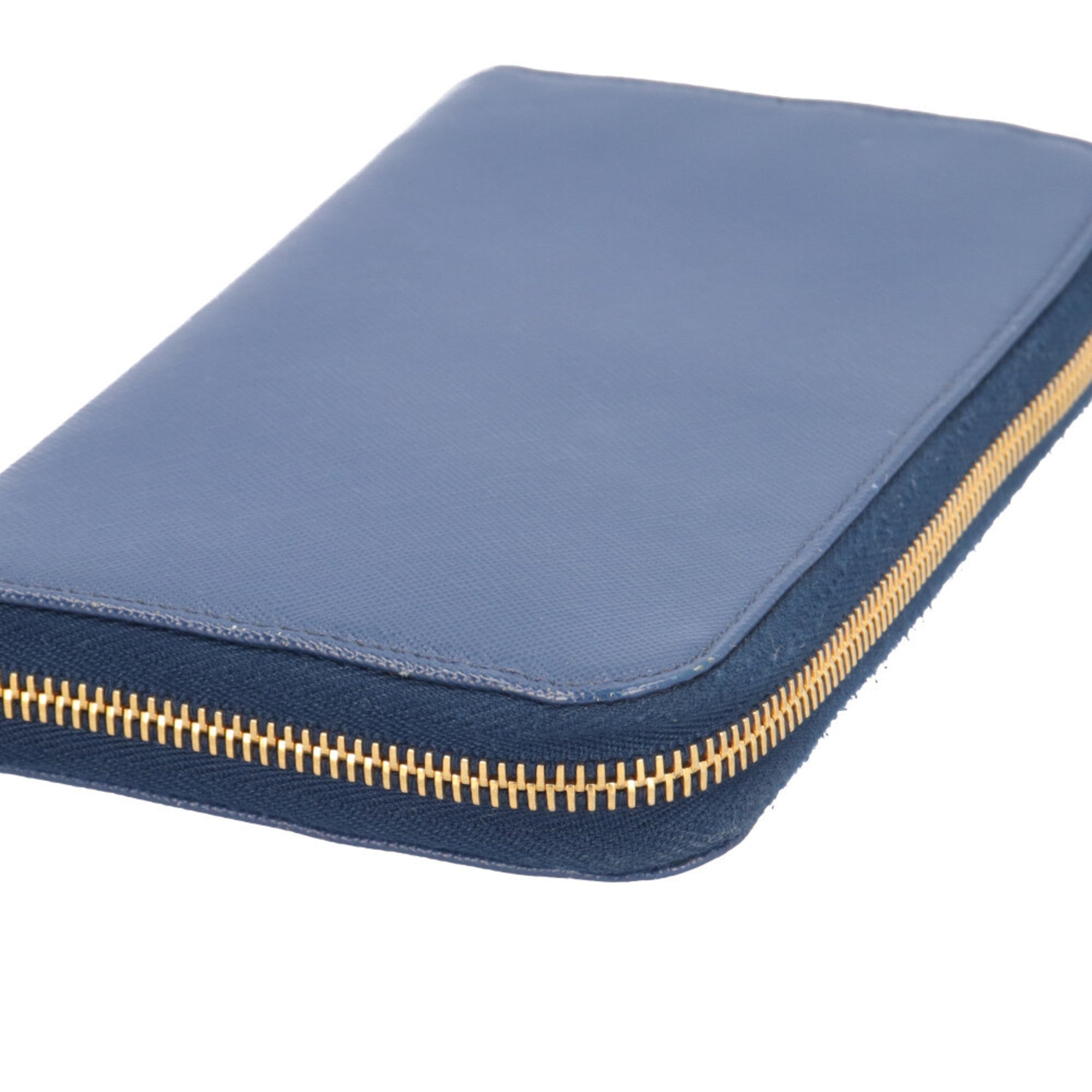Prada Blue Leather Long Wallet (Bi-Fold) (Pre-Owned)