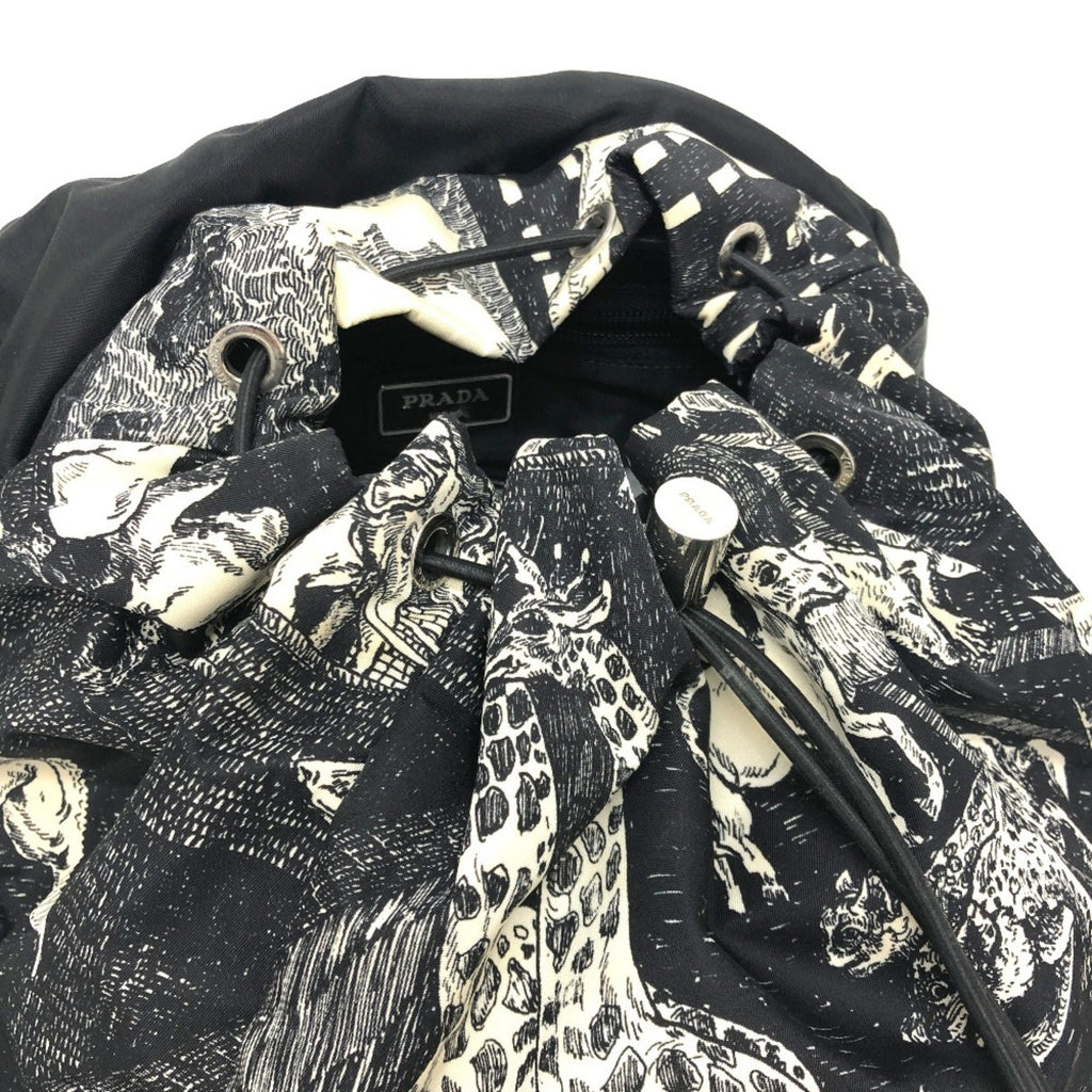 Prada Black White Nylon Backpack (Pre-Owned)