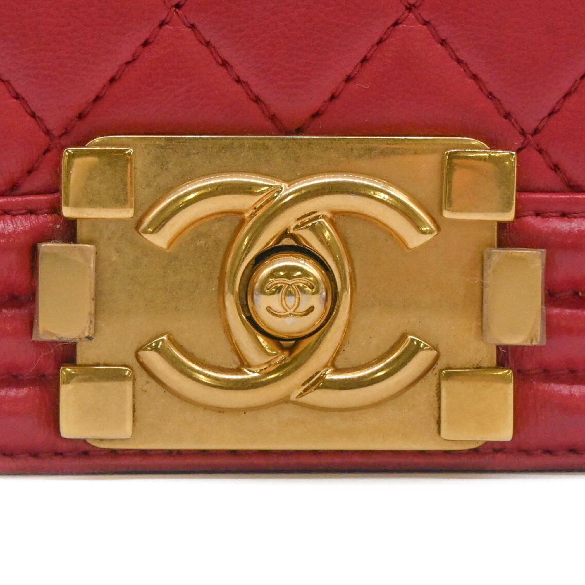 Chanel Red Color Leather Shoulder Bag (Pre-Owned)