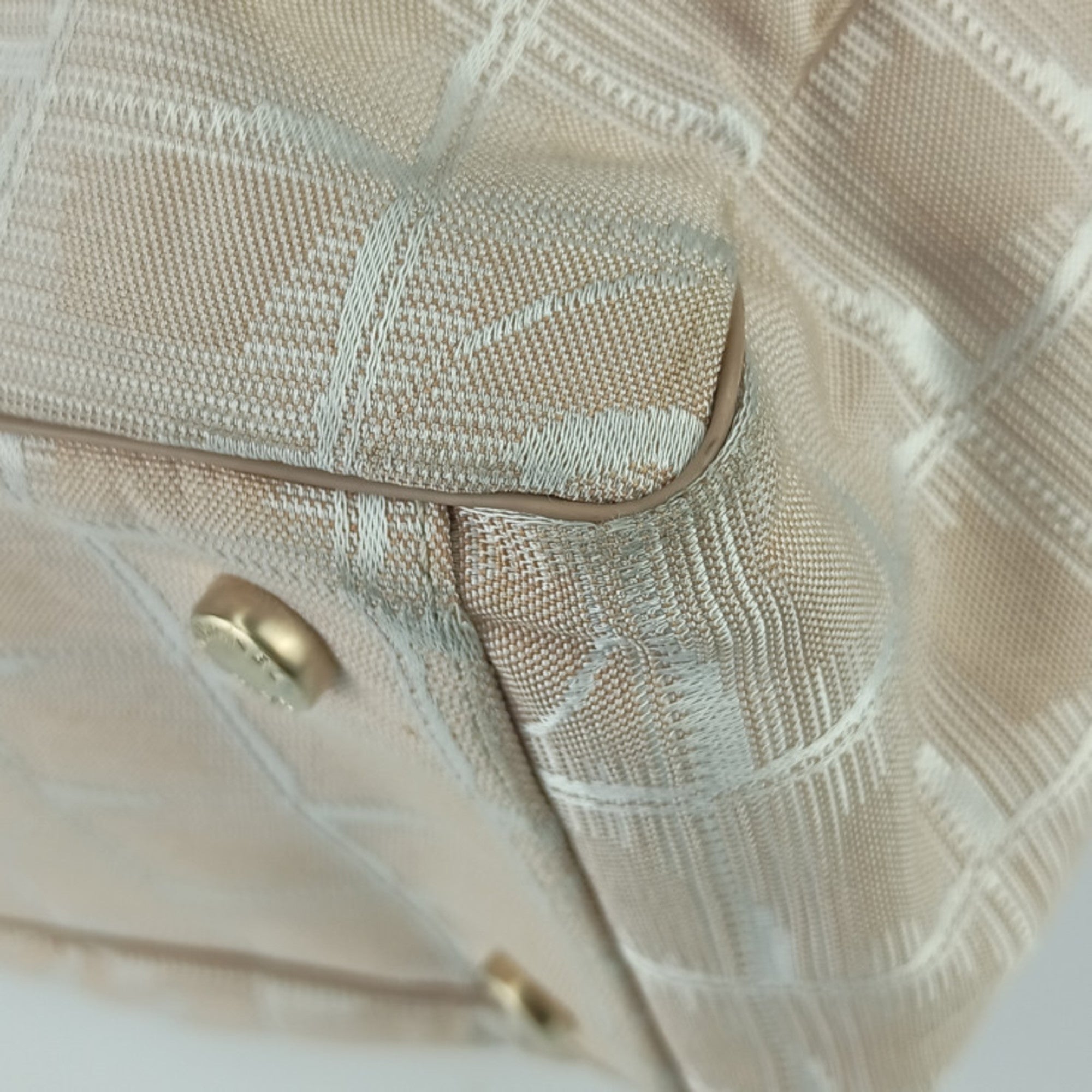 Chanel Beige Canvas Handbag Shoulder Bag Tote Bag (Pre-Owned)