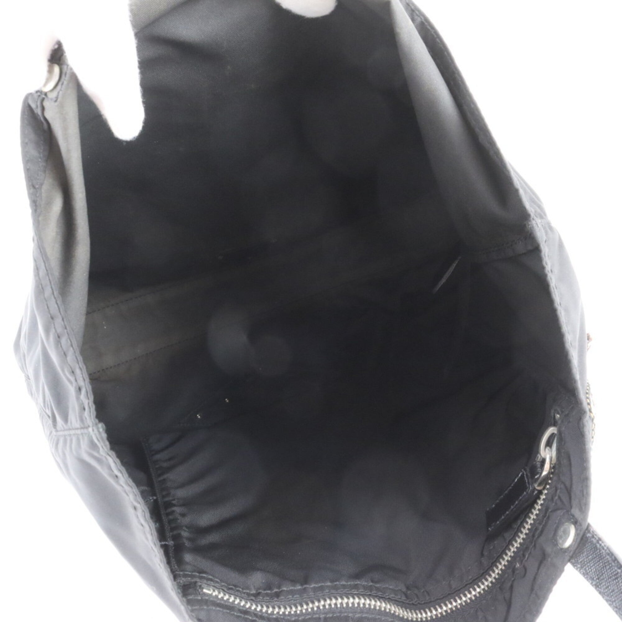 Prada Black Multi-Color Nylon Leather Handbag Tote Bag (Pre-Owned)