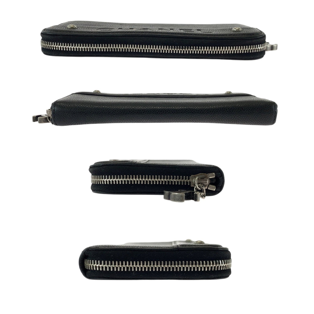 Chanel Black Grained Calfskin Long Wallet (Bi-Fold) (Pre-Owned)