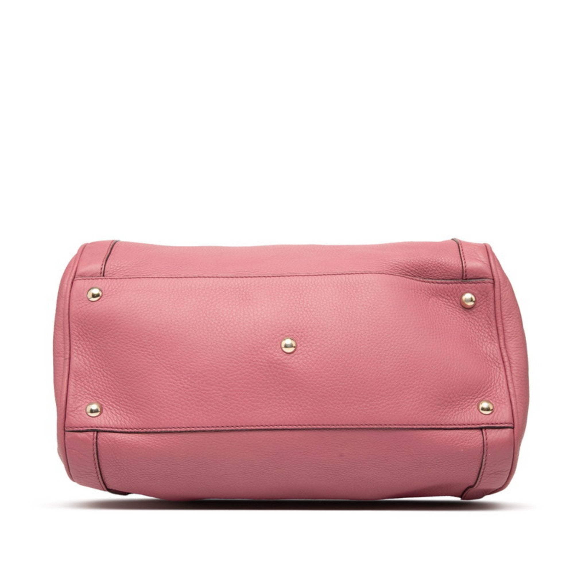 Gucci Pink Leather Boston Bag Handbag (Pre-Owned)