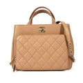 Chanel Beige Grained Calfskin Shoulder Bag Tote Bag (Pre-Owned)