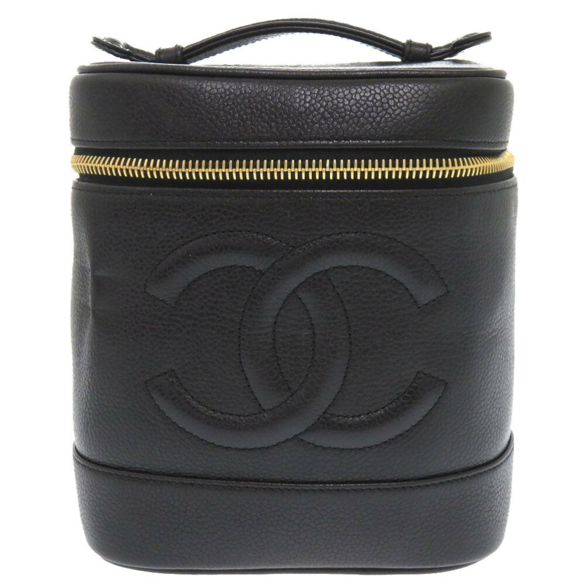Chanel Black Grained Calfskin Handbag Vanity Bag (Pre-Owned)