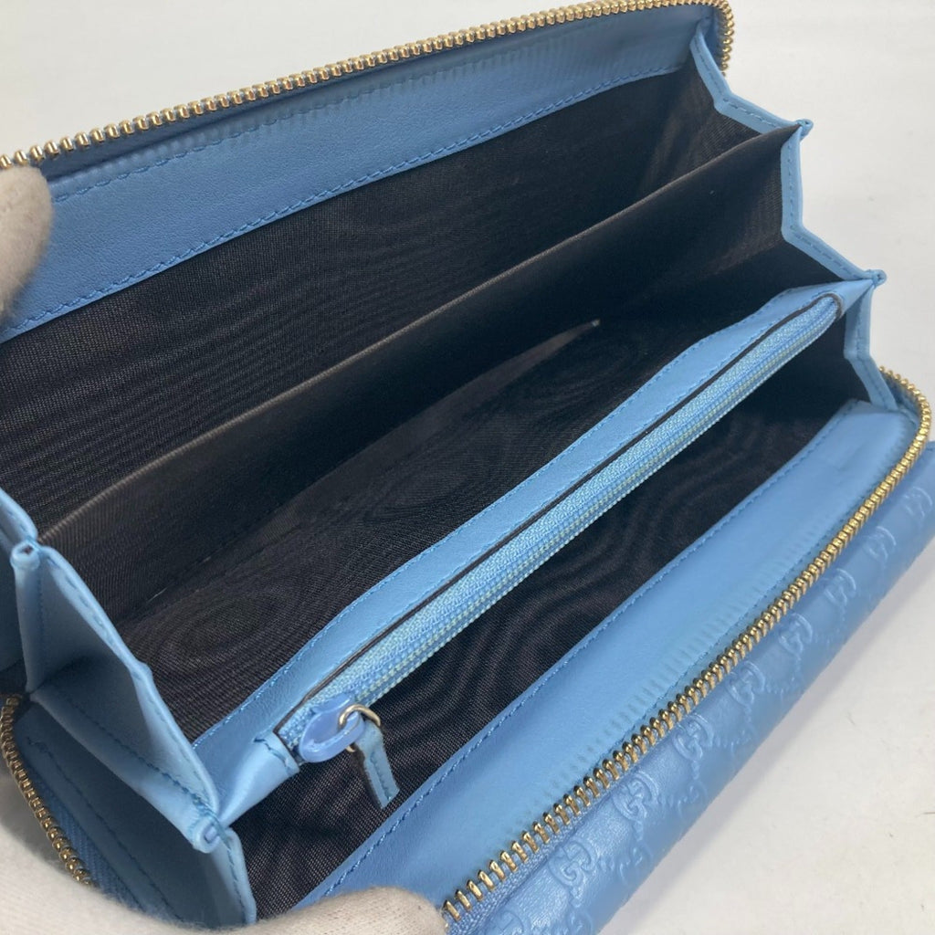 Gucci Blue Leather Long Wallet (Bi-Fold) (Pre-Owned)