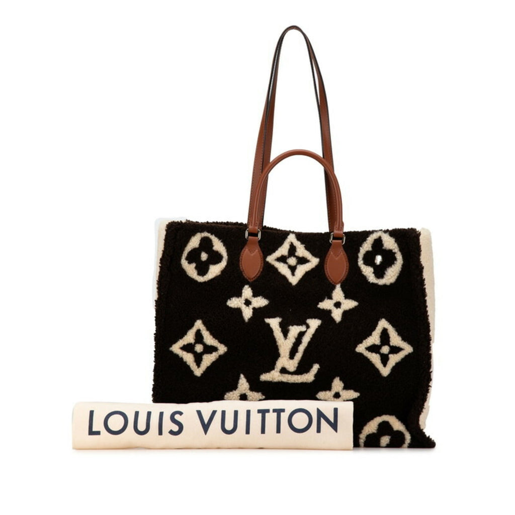 Louis Vuitton Beige Brown Leather Shoulder Bag Tote Bag (Pre-Owned)