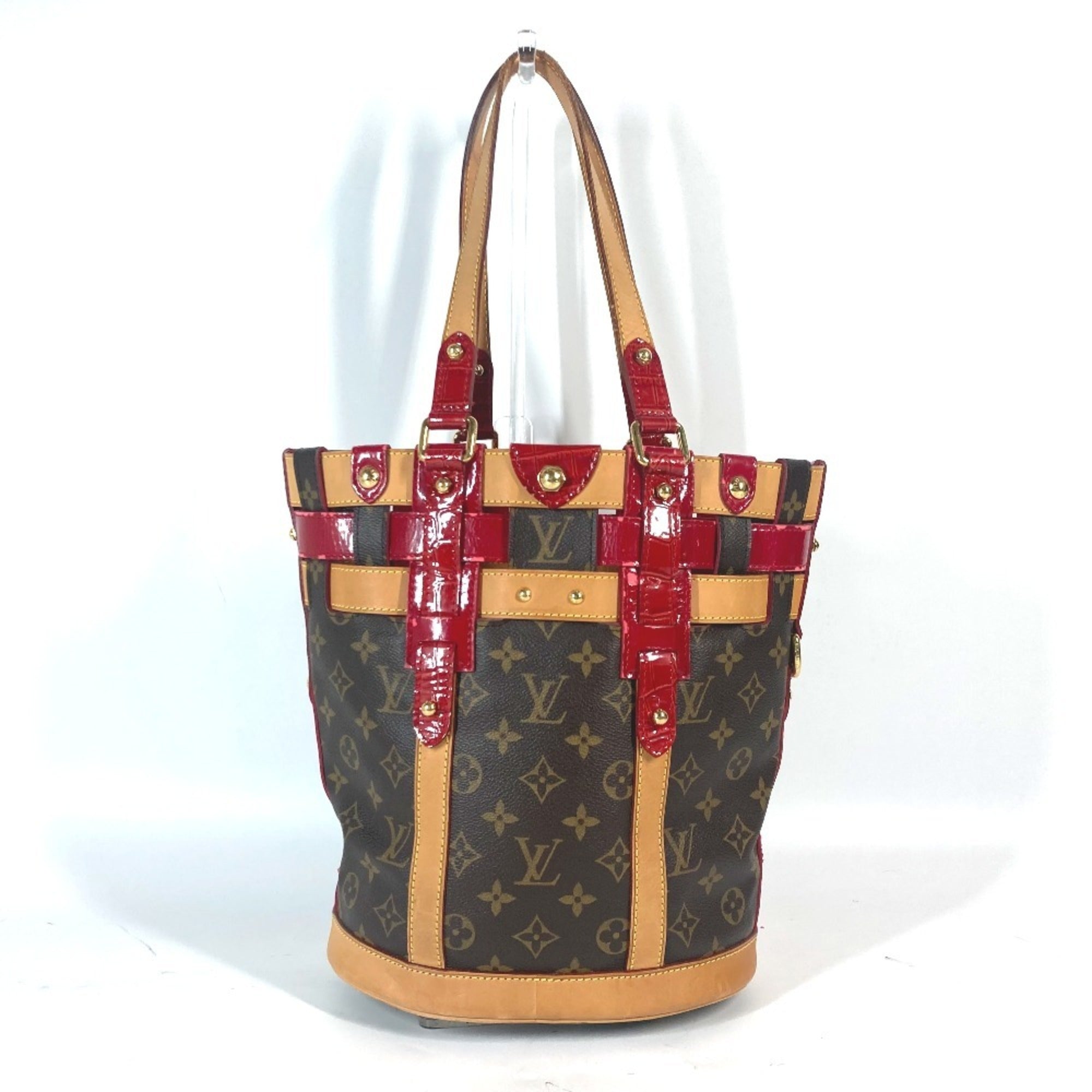 Louis Vuitton Brown Red Color Monogram Shoulder Bag Tote Bag (Pre-Owned)
