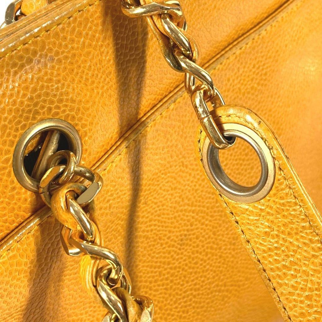 Chanel Yellow Grained Calfskin Shoulder Bag Tote Bag (Pre-Owned)