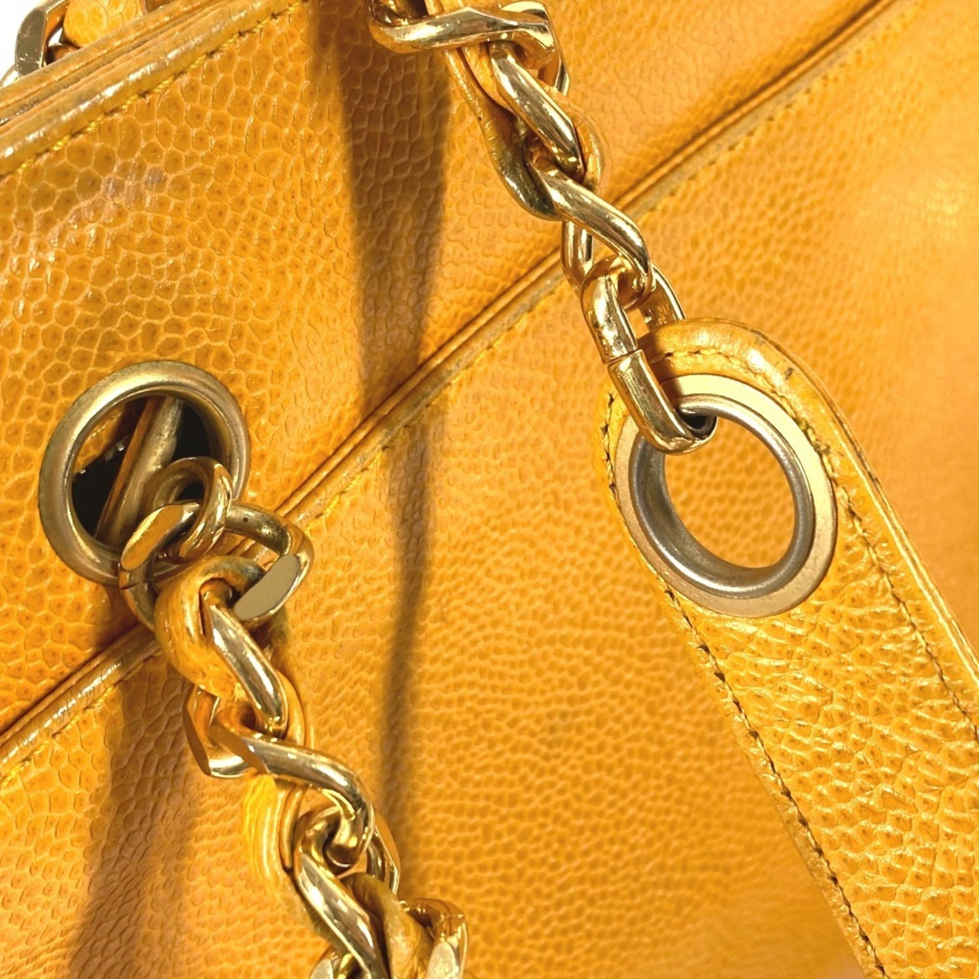 Chanel Yellow Grained Calfskin Shoulder Bag Tote Bag (Pre-Owned)