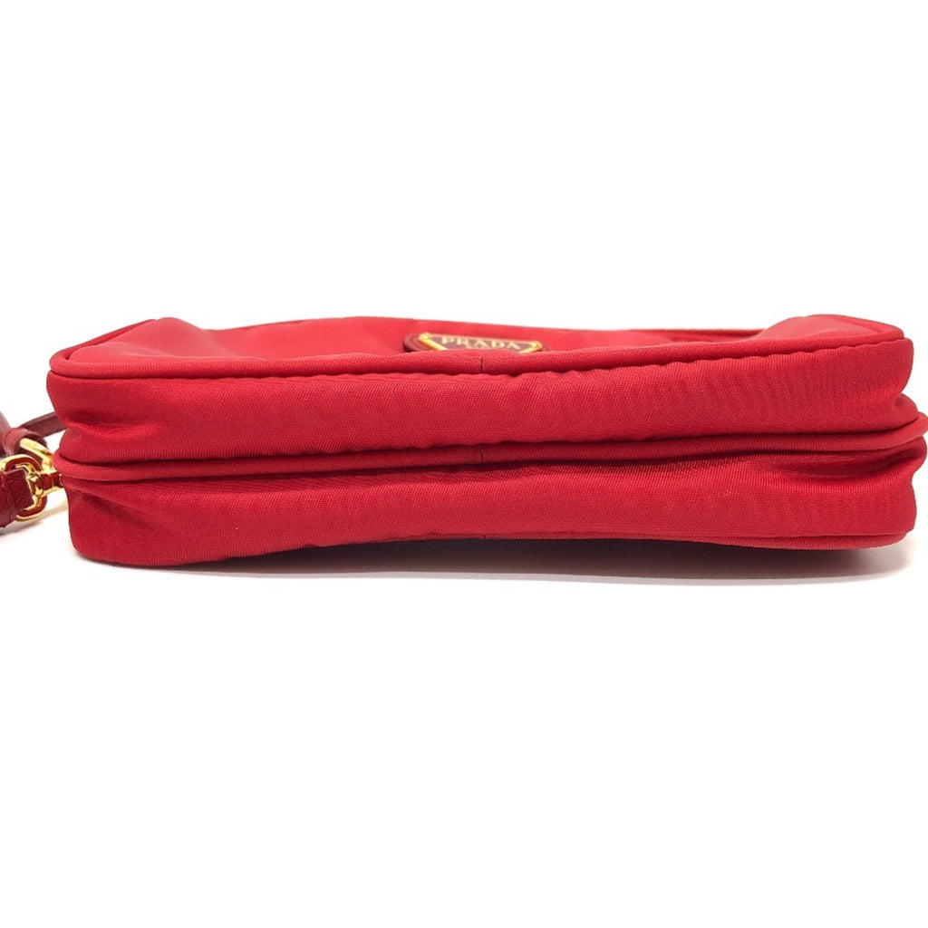 Prada Red Color Nylon Pochette Shoulder Bag (Pre-Owned)