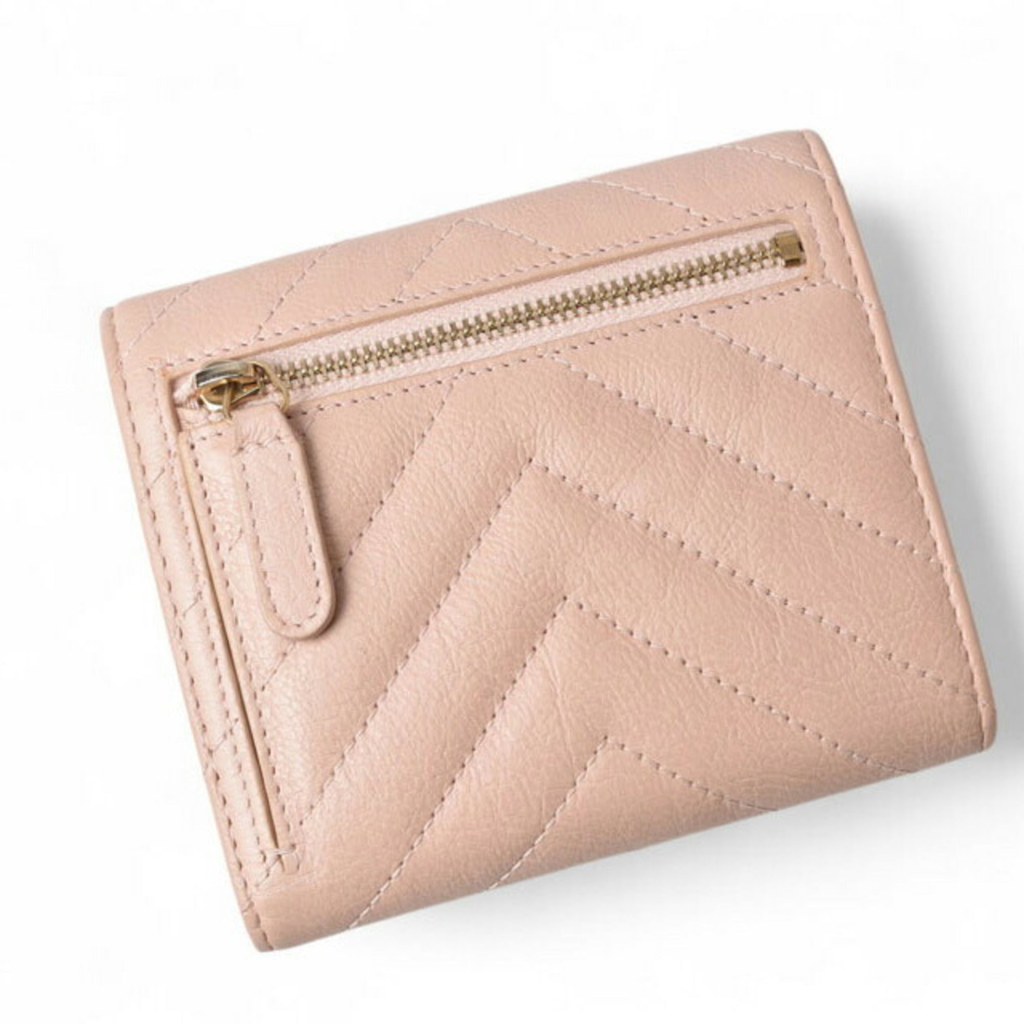 Chanel Baby Pink Leather Wallet (Tri-Fold) (Pre-Owned)