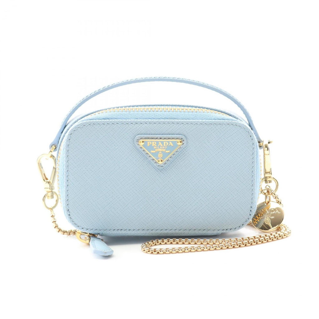 Prada Blue Light Blue Leather Pouch Shoulder Bag (Pre-Owned)