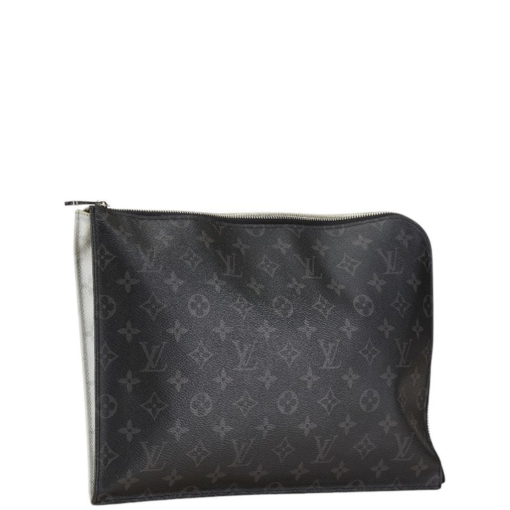 Louis Vuitton Monogram Eclipse Black Monogram Eclipse White Pvc Leather Clutch Bag Pochette (Pre-Owned)