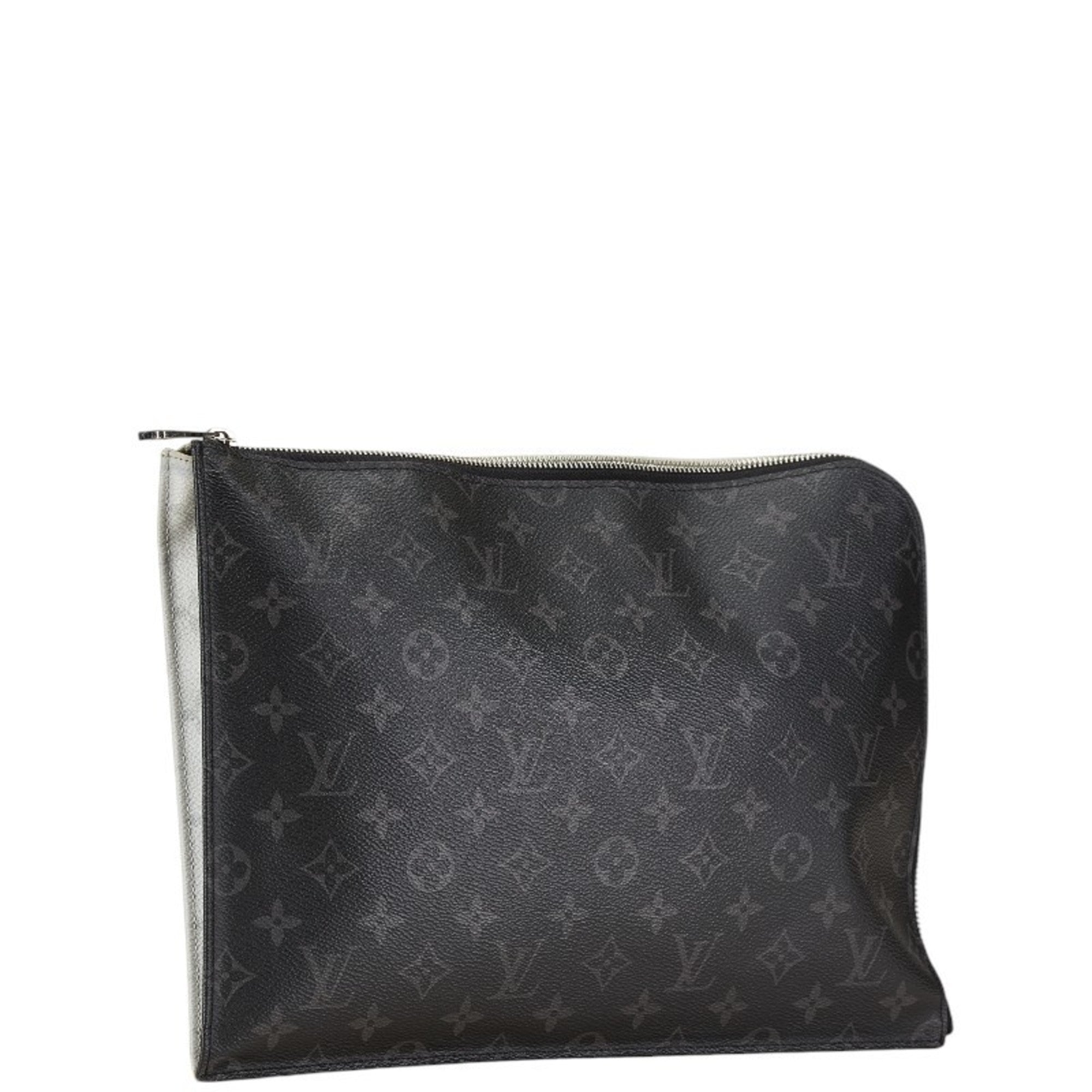 Louis Vuitton Monogram Eclipse Black Monogram Eclipse White Pvc Leather Clutch Bag Pochette (Pre-Owned)