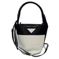 Prada Black White Leather Handbag Shoulder Bag (Pre-Owned)