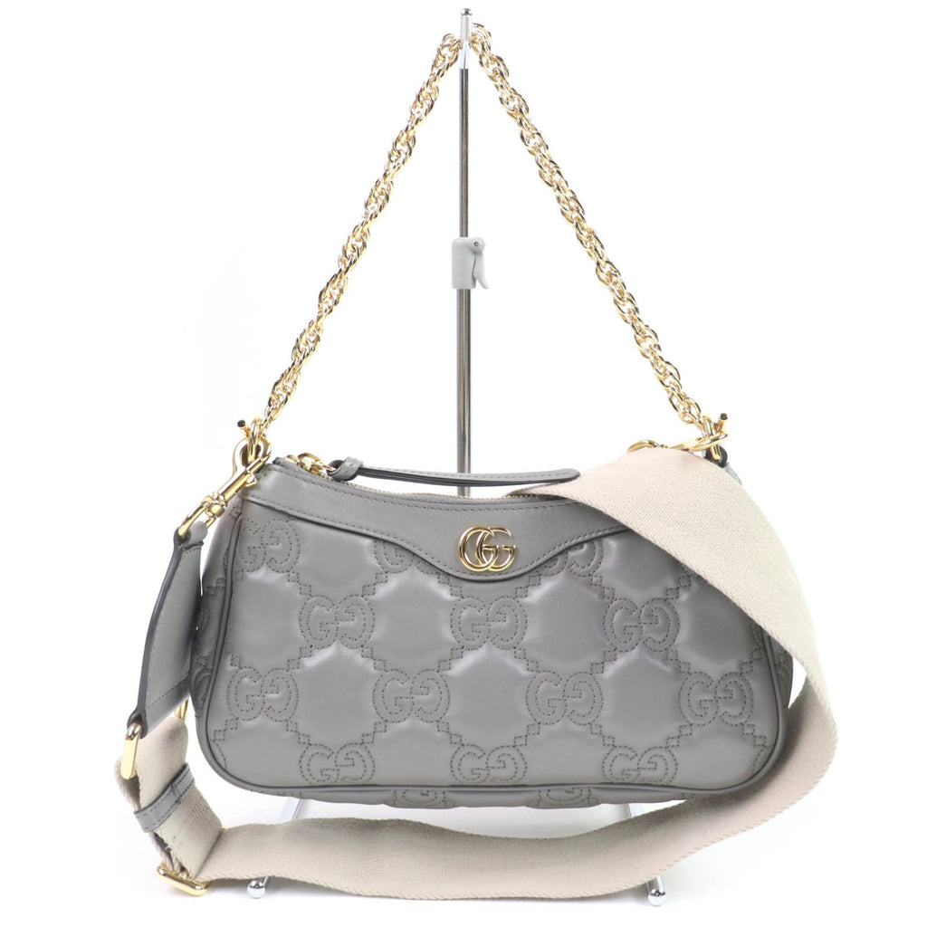 Gucci Gray Leather Handbag Shoulder Bag (Pre-Owned)