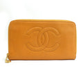 Chanel Orange Grained Calfskin Long Wallet (Bi-Fold) (Pre-Owned)