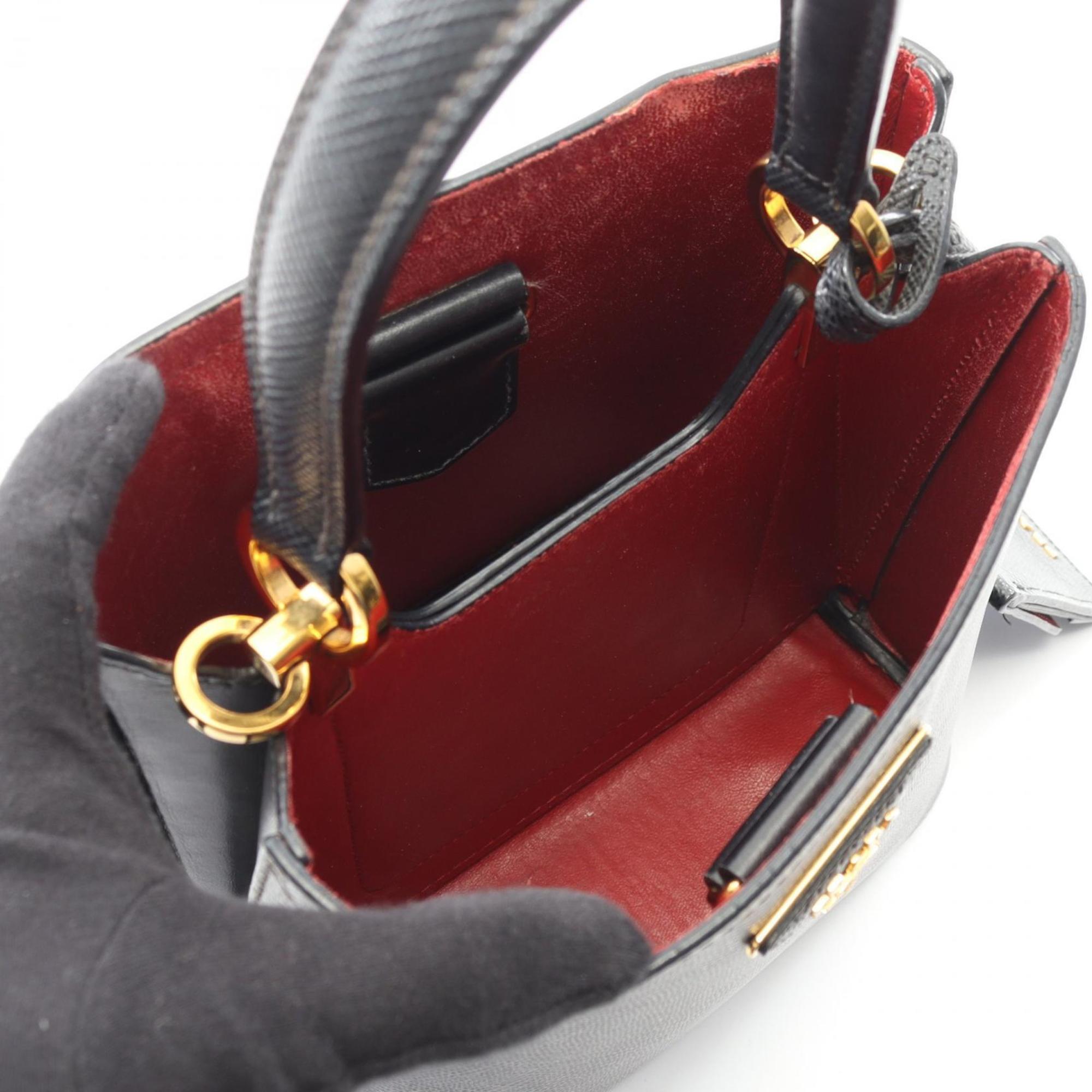 Prada Saffiano Black Leather Handbag (Pre-Owned)