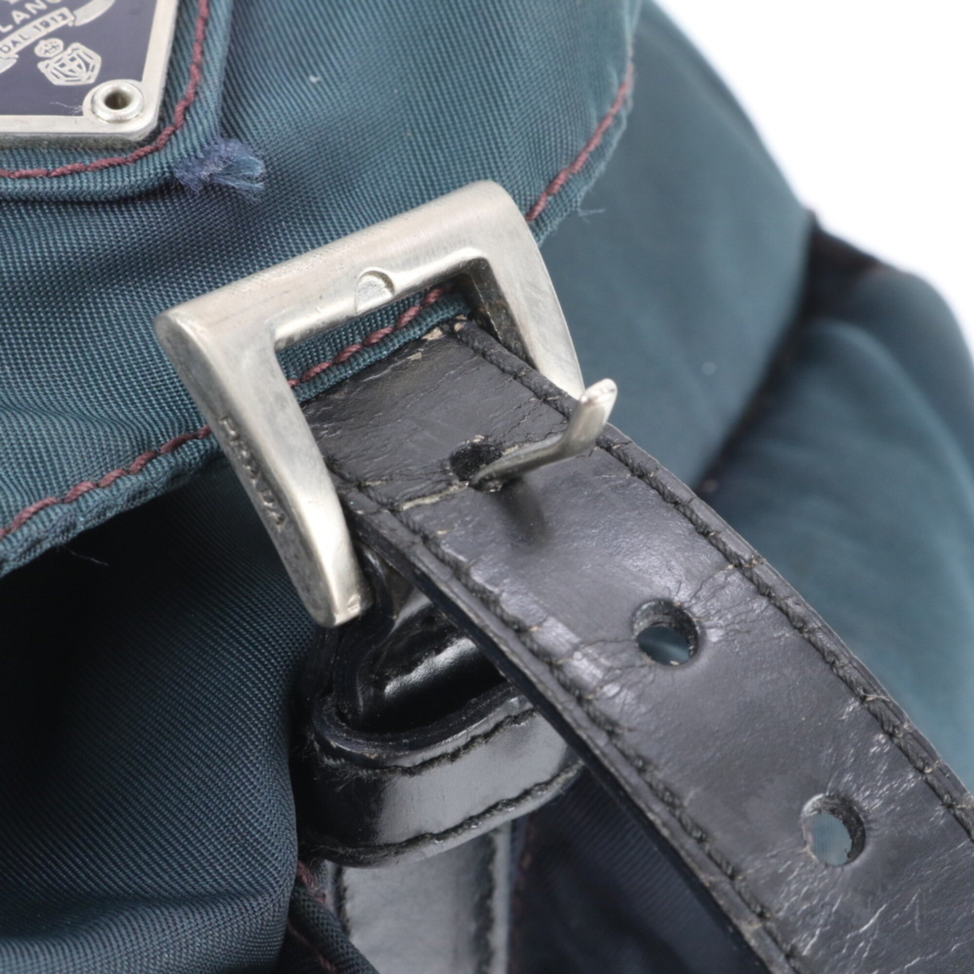Prada Green Nylon Leather Backpack (Pre-Owned)