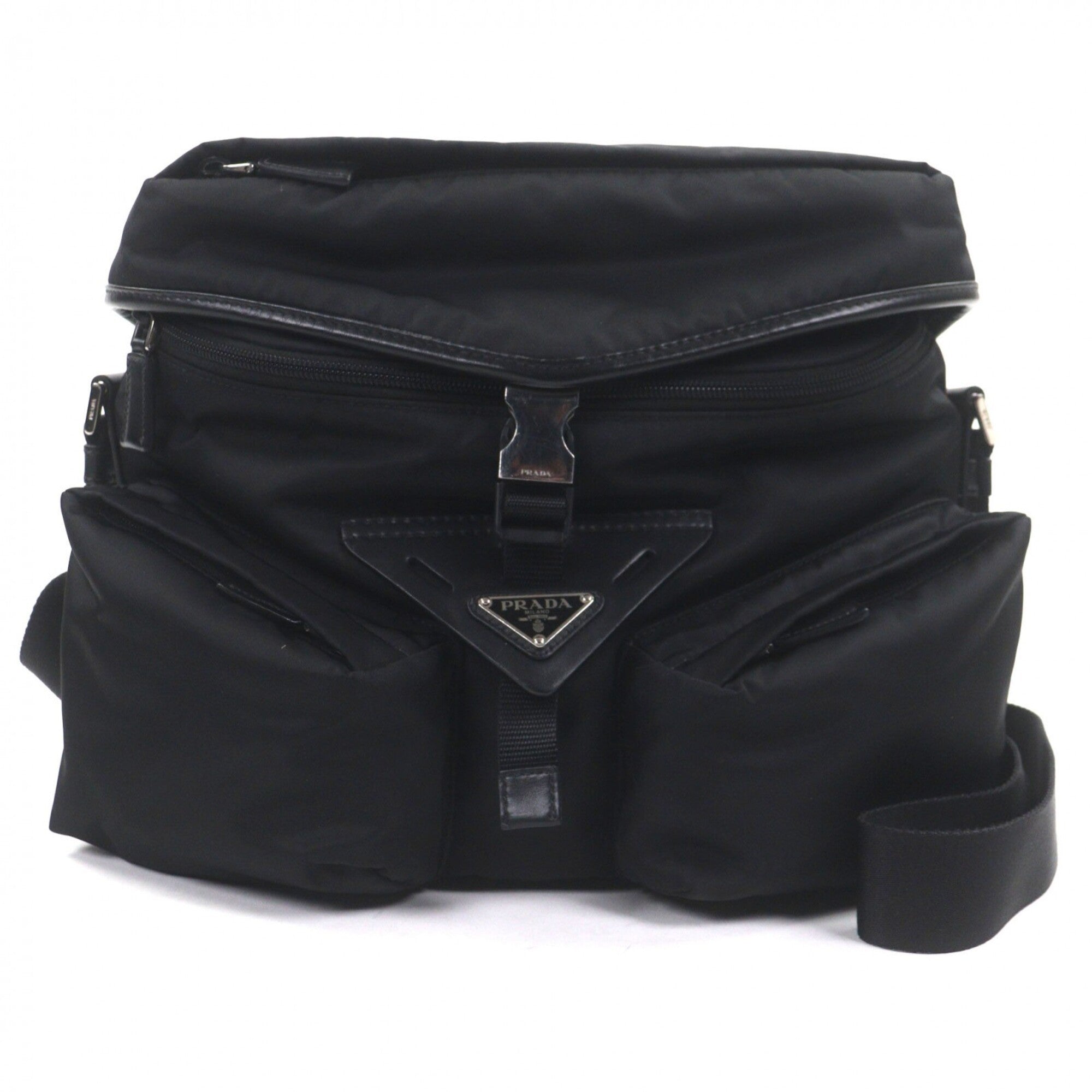 Prada Black Nylon Leather Shoulder Bag (Pre-Owned)