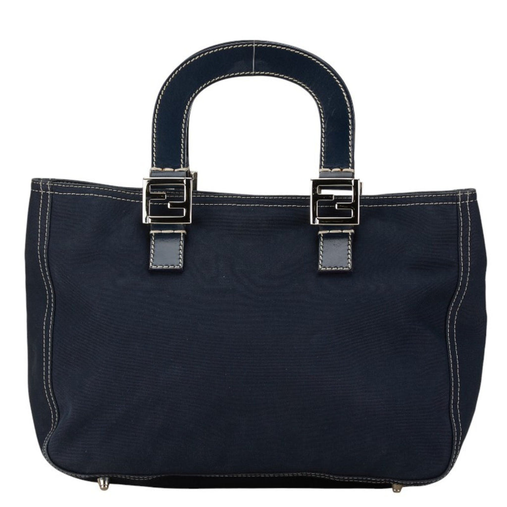 Fendi Navy Canvas Leather Handbag (Pre-Owned)