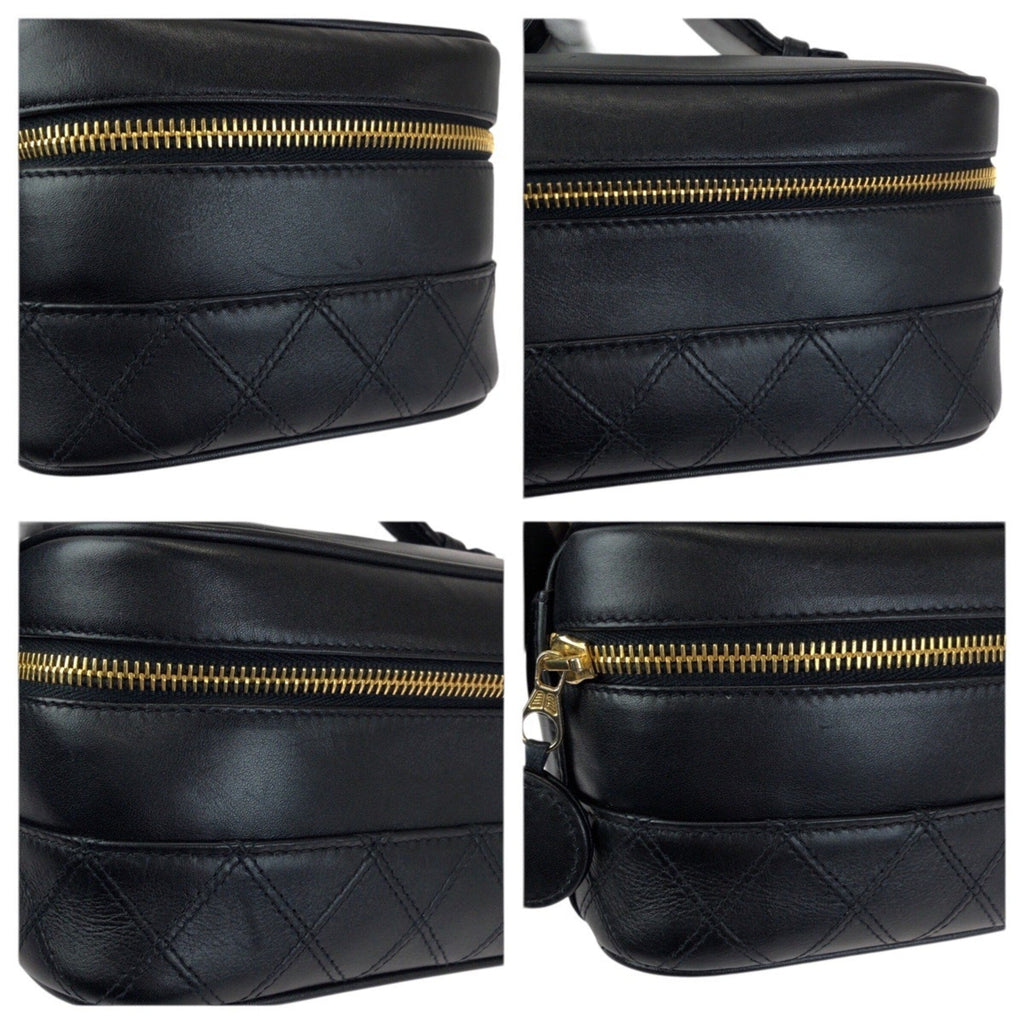 Chanel Black Leather Pouch Vanity Bag (Pre-Owned)