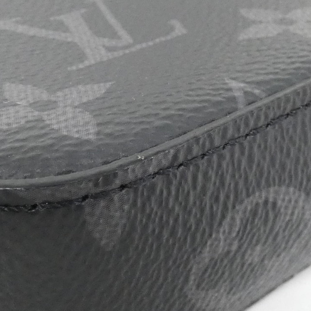 Louis Vuitton Black Coated Canvas Clutch Bag Handbag (Pre-Owned)