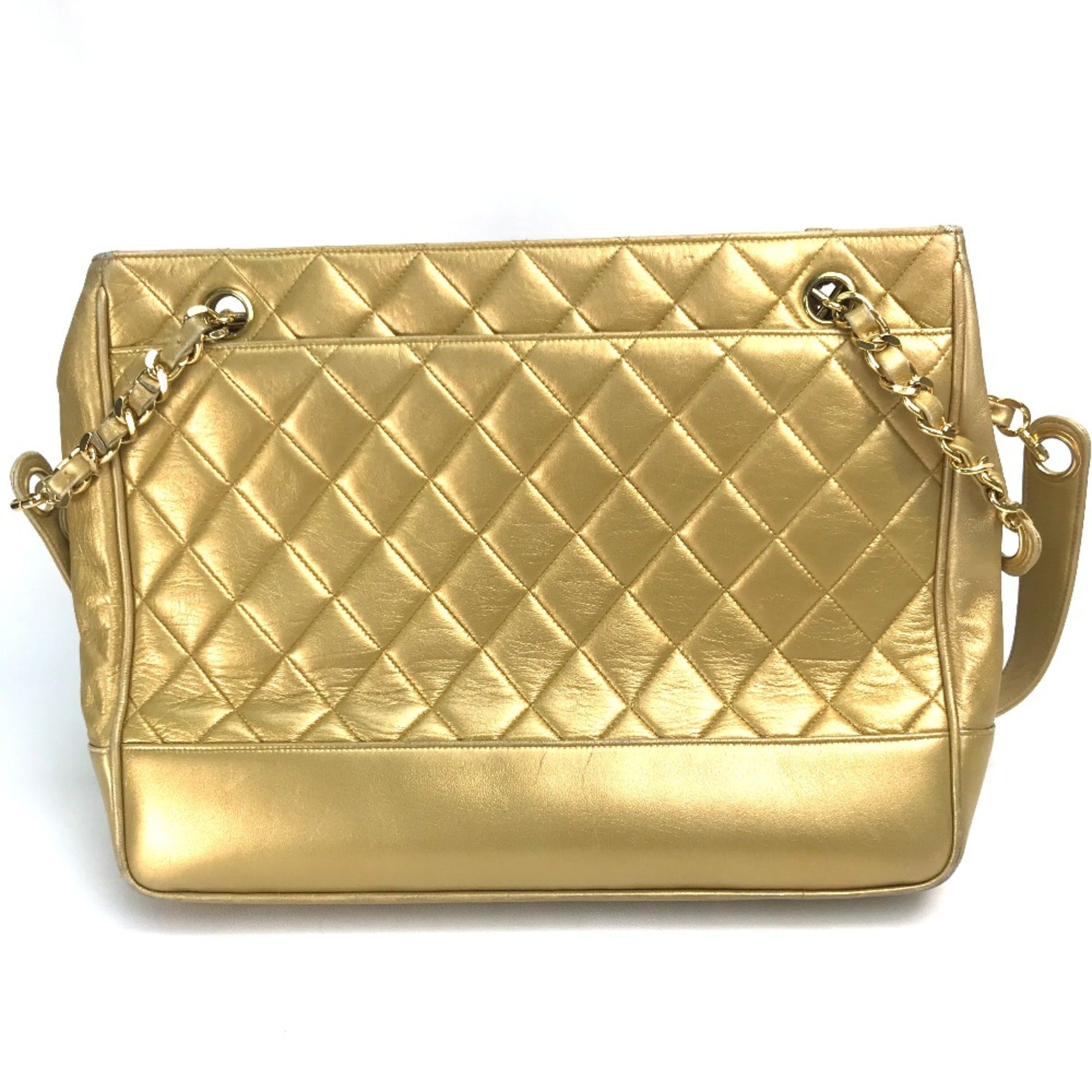 Chanel Gold Leather Shoulder Bag (Pre-Owned)