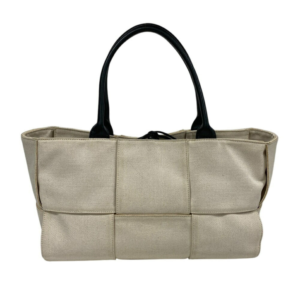 Bottega Veneta Ivory Canvas Leather Handbag (Pre-Owned)