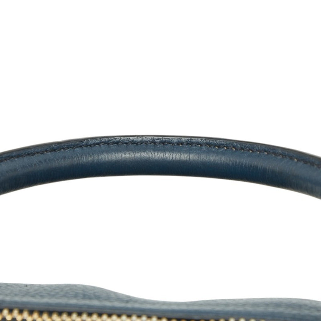 Prada Black Navy Leather Handbag Shoulder Bag (Pre-Owned)