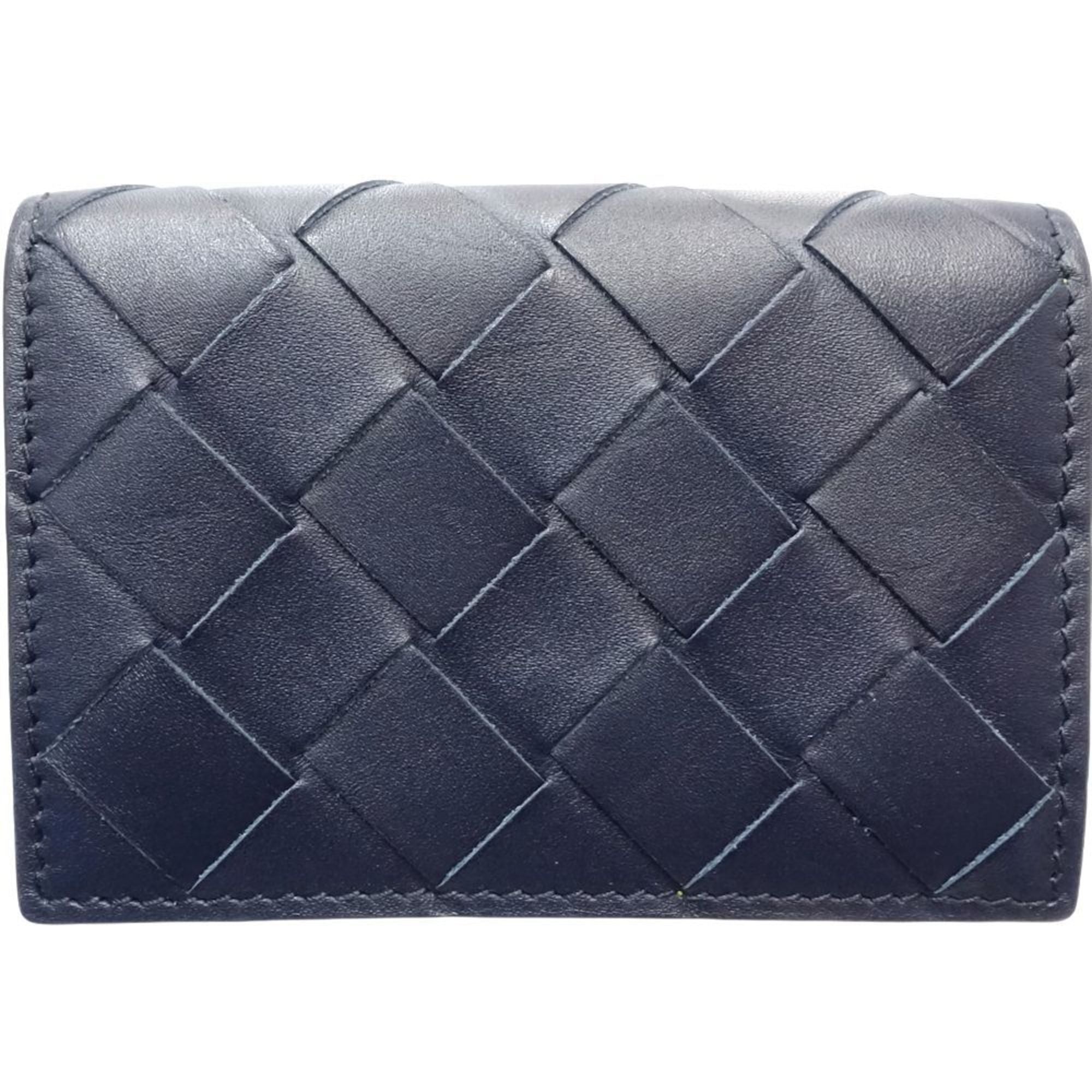 Bottega Veneta Intrecciato Navy Yellow Intrecciato Wallet (Tri-Fold) (Pre-Owned)