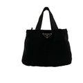 Prada Black Nylon Leather Handbag Tote Bag (Pre-Owned)