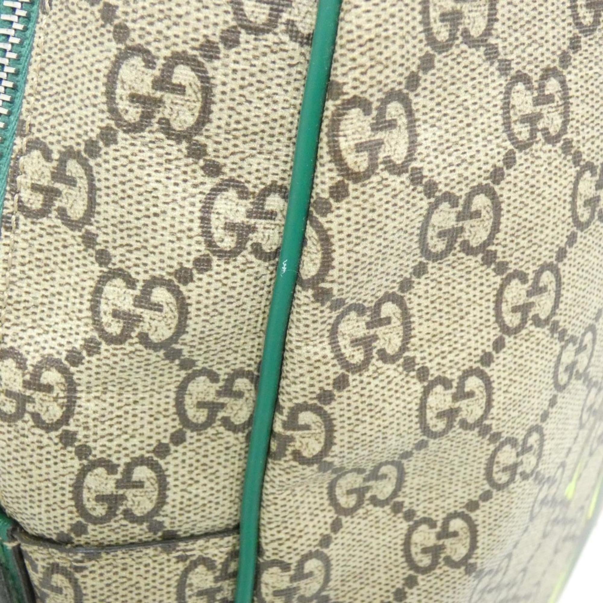 Gucci Beige Green Multi-Color Gg Supreme Backpack (Pre-Owned)