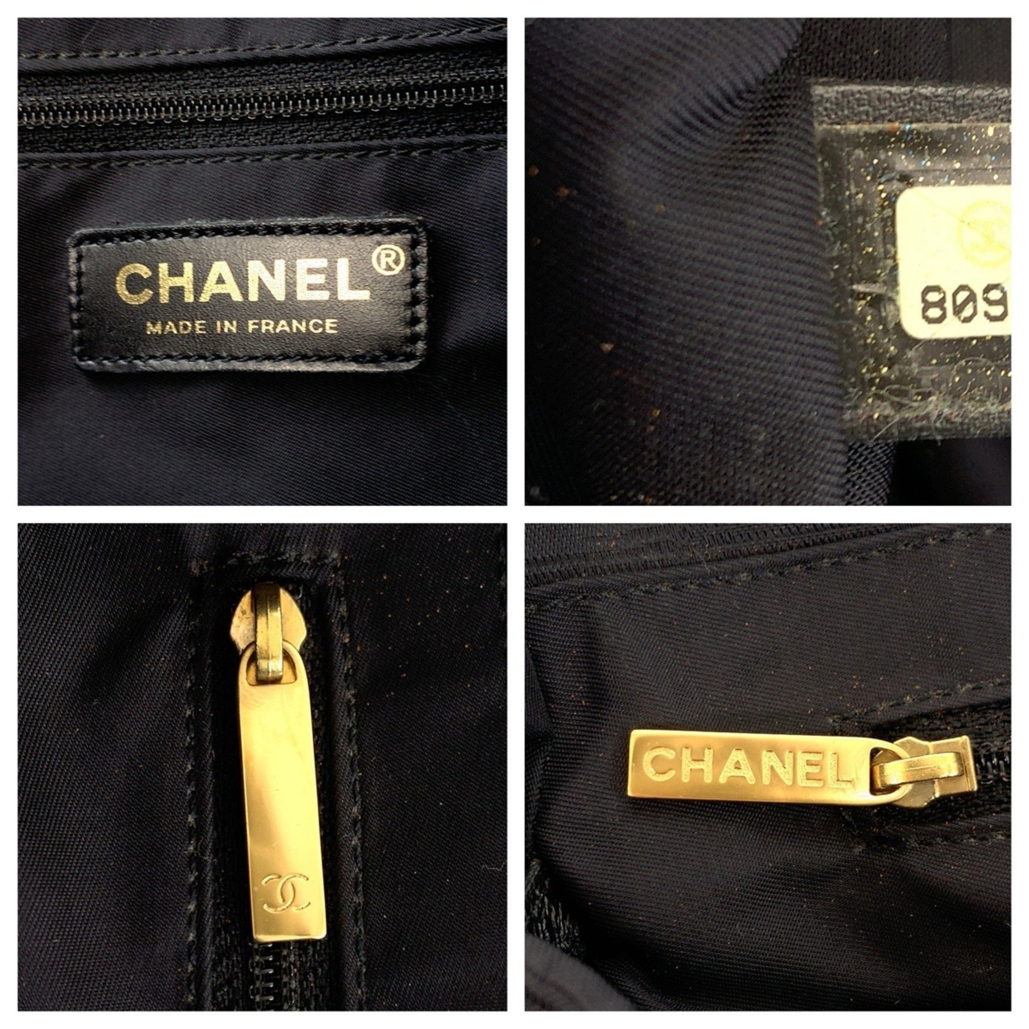 Chanel Black Nylon Leather Shoulder Bag Tote Bag (Pre-Owned)