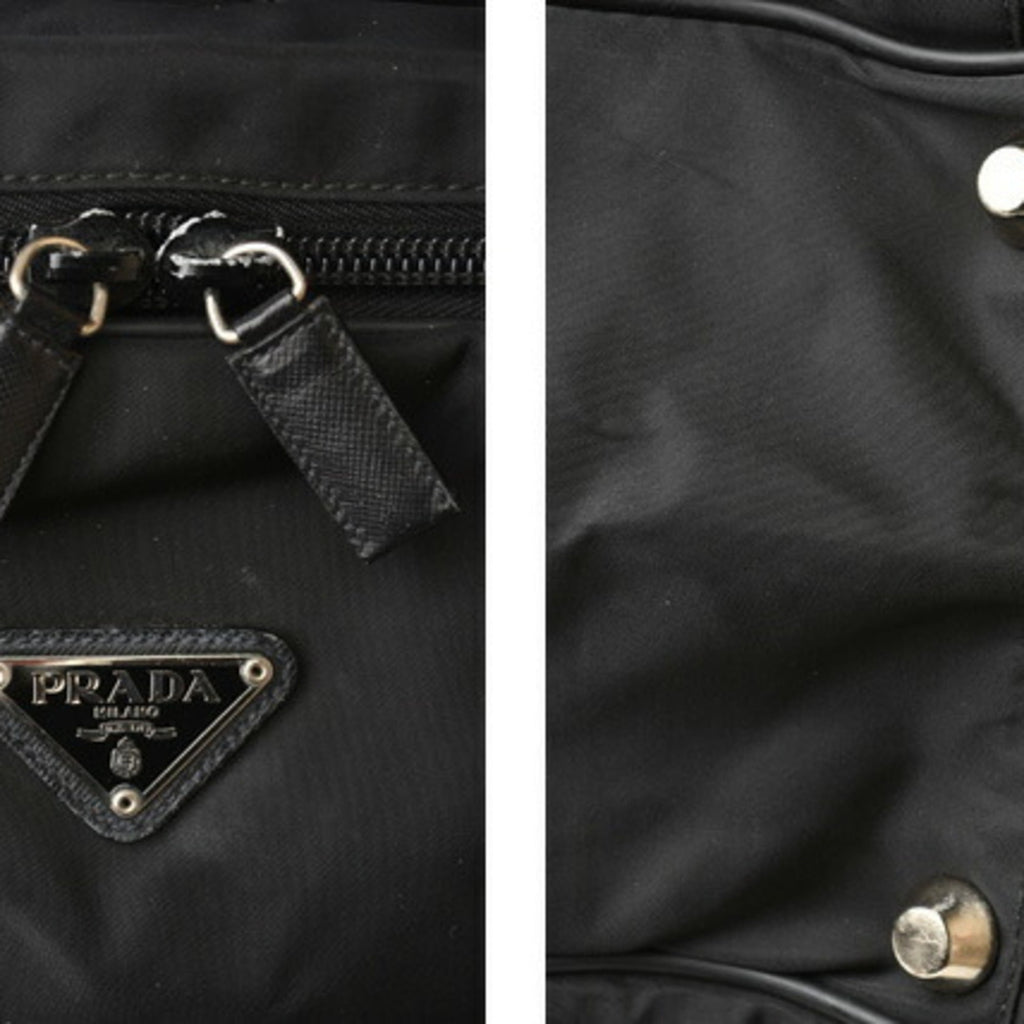 Prada Black Nero Nylon Boston Bag Shoulder Bag (Pre-Owned)