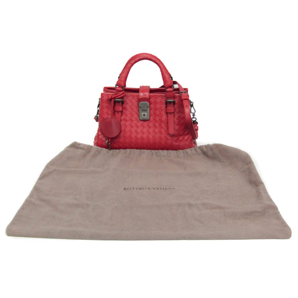 Bottega Veneta Roma Bag Intrecciato Nappa Red Leather Shoulder Bag Bag (Pre-Owned)