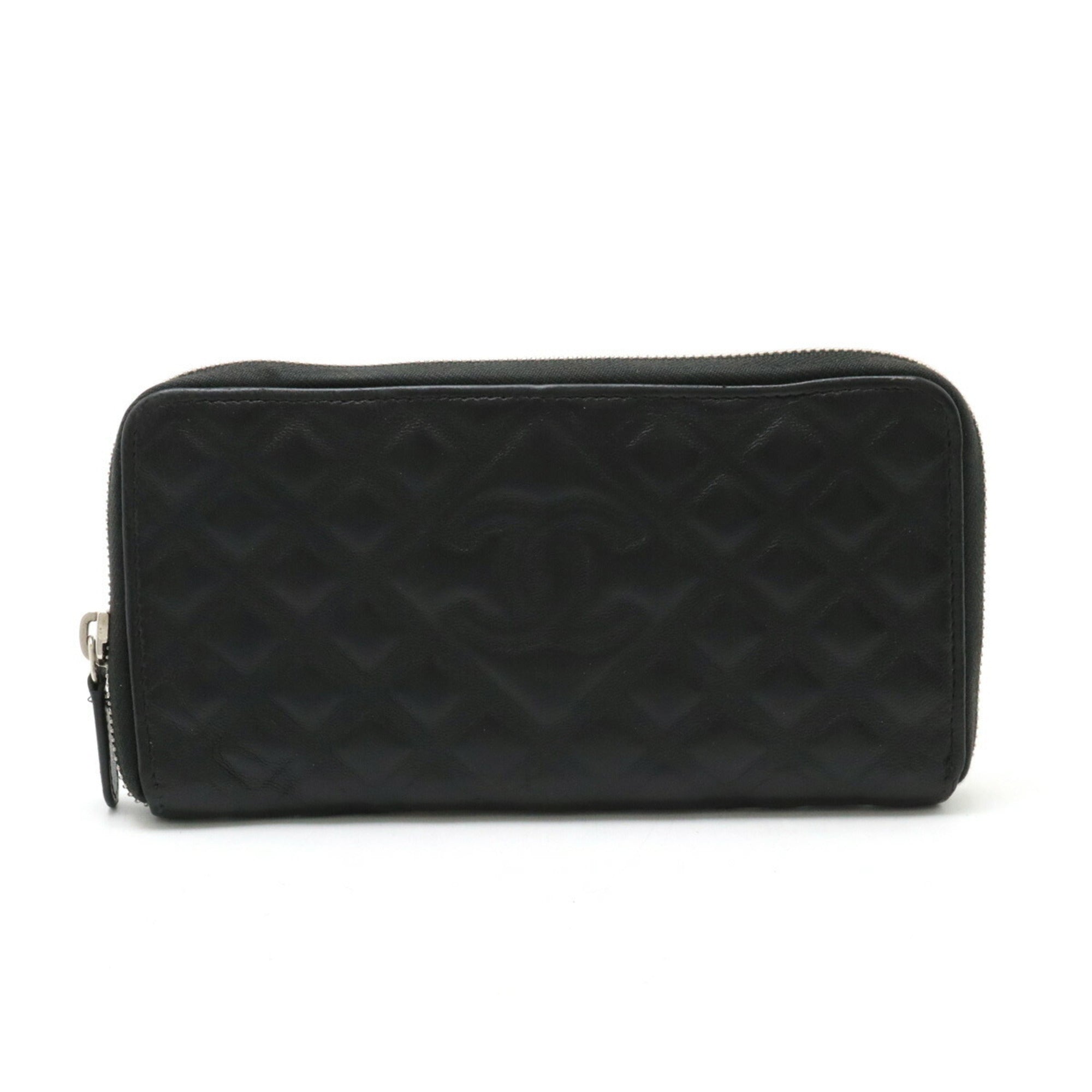 Chanel Black Leather Long Wallet (Bi-Fold) (Pre-Owned)