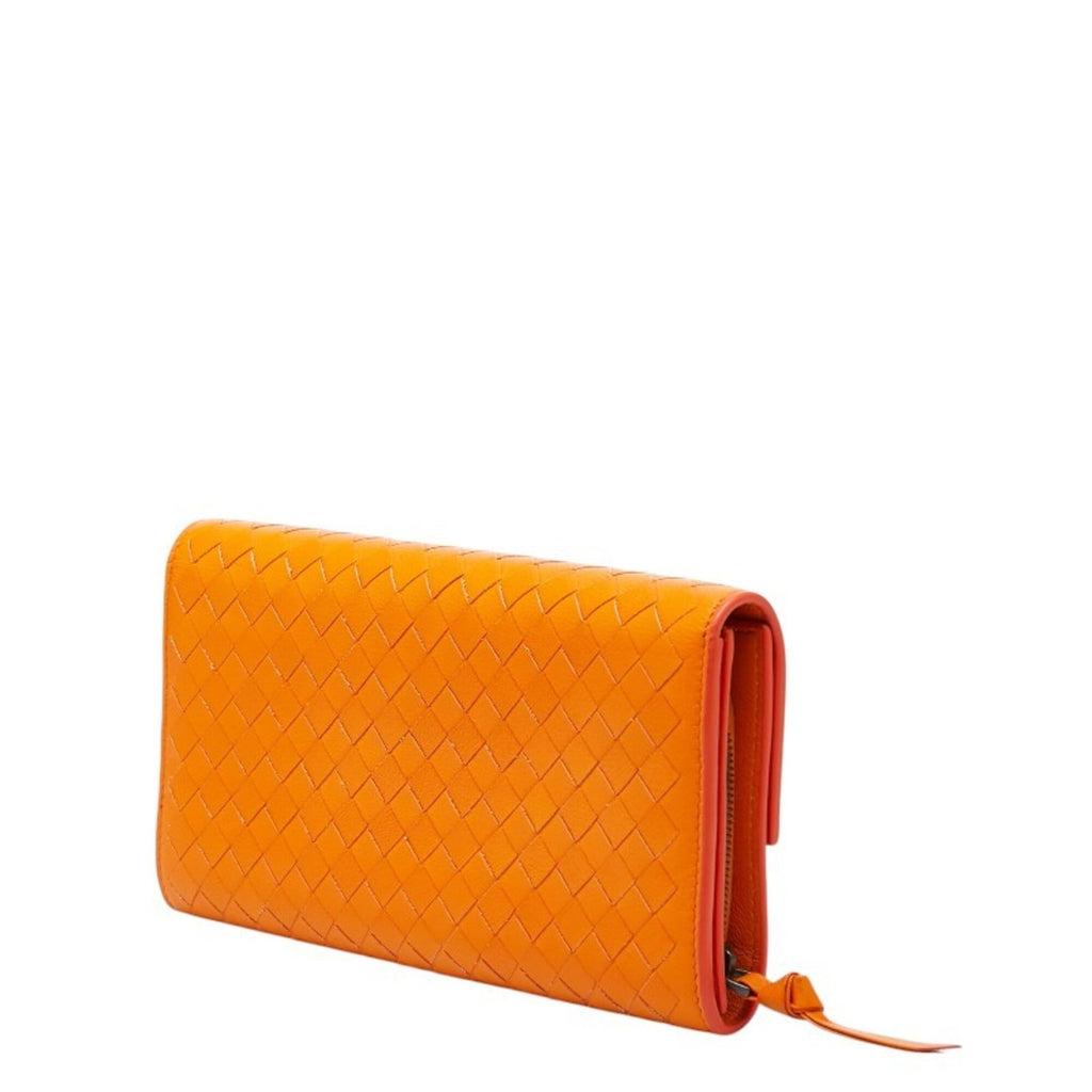 Bottega Veneta Orange Leather Long Wallet (Bi-Fold) (Pre-Owned)